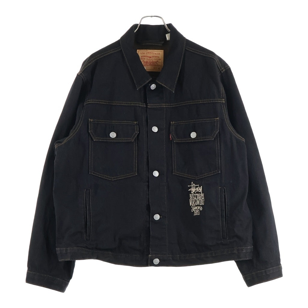Levi's(リーバイス) 24SS ×STUUSY CRISPY RINSE TRUCKER JACKET ステューシー デニム トラッカー ジャケット ブラック PC9-A8326-0001