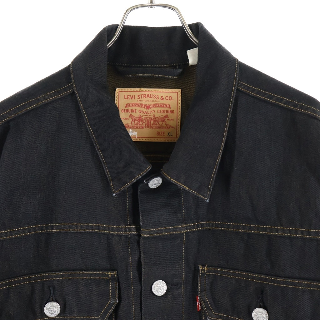 Levi's(リーバイス) 24SS ×STUUSY CRISPY RINSE TRUCKER JACKET ステューシー デニム トラッカー ジャケット ブラック PC9-A8326-0001