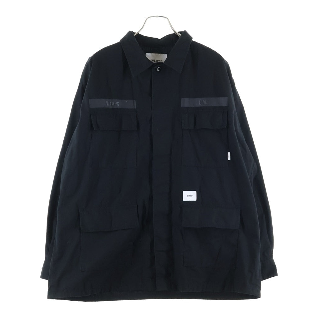 WTAPS(ダブルタップス) 24SS JMOD 01/LS/COTTON.RIPSTOP.IDENTITY 胸ポケット ボタン ジャングルシャツ ブラック 241WVDT-SHM01