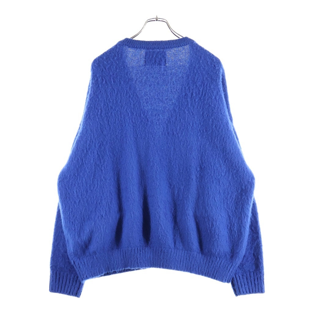WTAPS(ダブルタップス) 24AW PALMER/SWEATER/ACRYLIC モヘア風アクリル ローゲージ ニット カーディガン ブルー 242WADT-KNM02