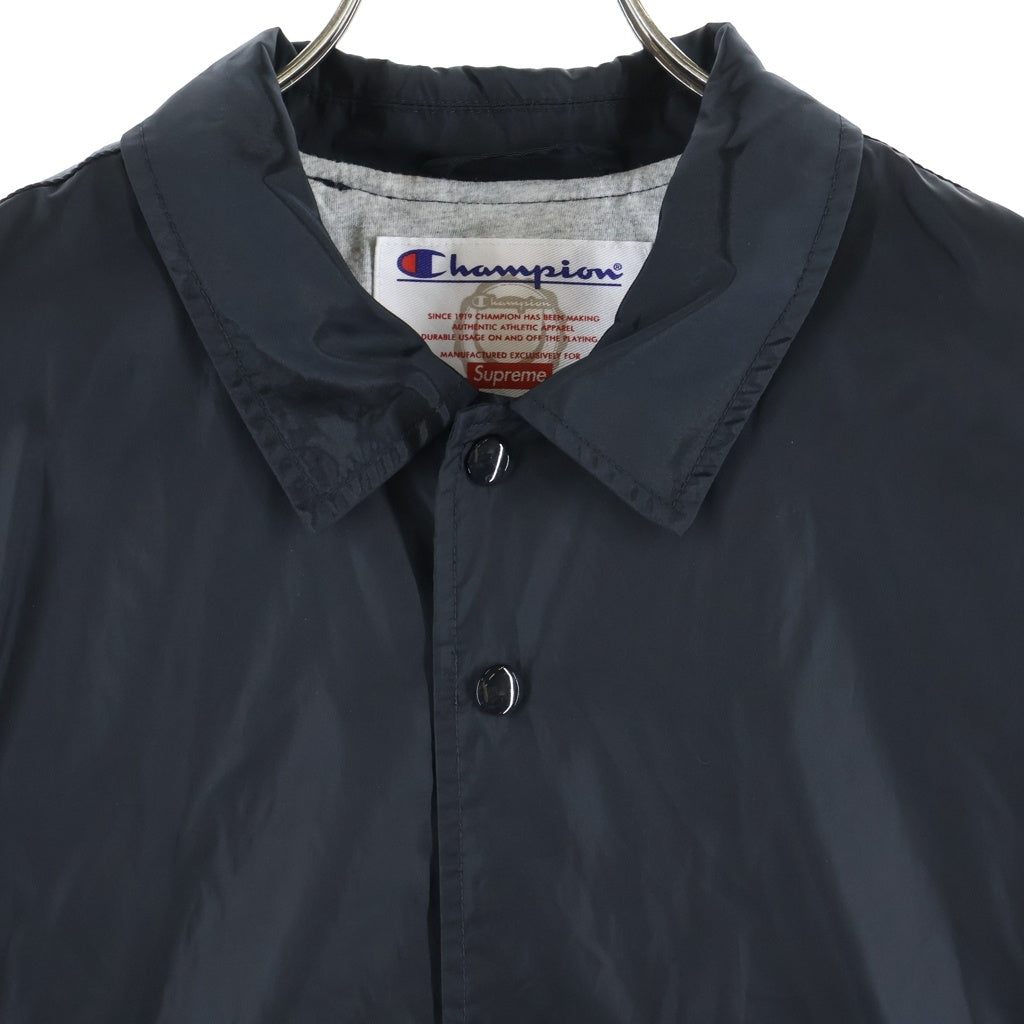 SUPREME(シュプリーム) 24SS ×Champion Coaches Jacket チャンピオン 裏地切替 バックアーチロゴデザイン コーチ ナイロン ジャケット ブラック