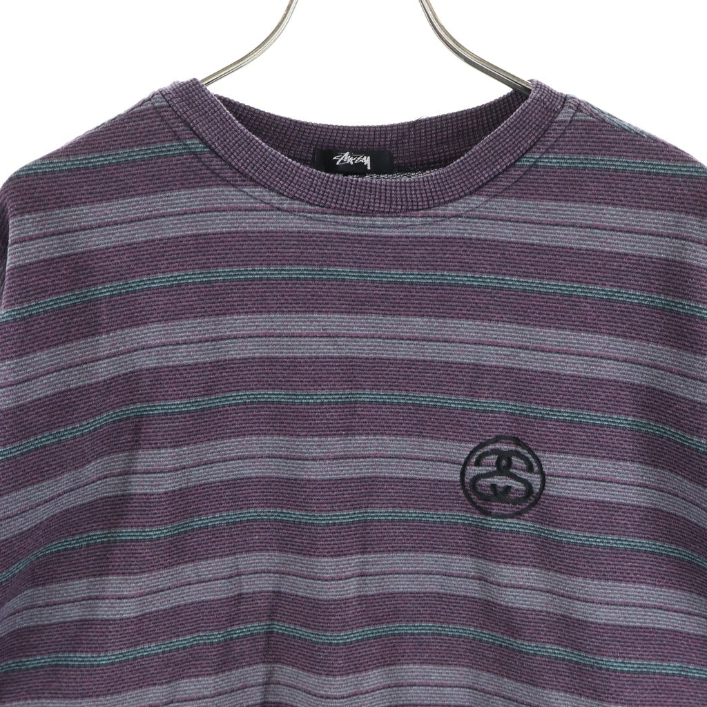 STUSSY(ステューシー) 80S VINTAGE ヴィンテージ レーヨン混 ボーダー クルーネック ロングスリーブ 長袖 ニット マルチ