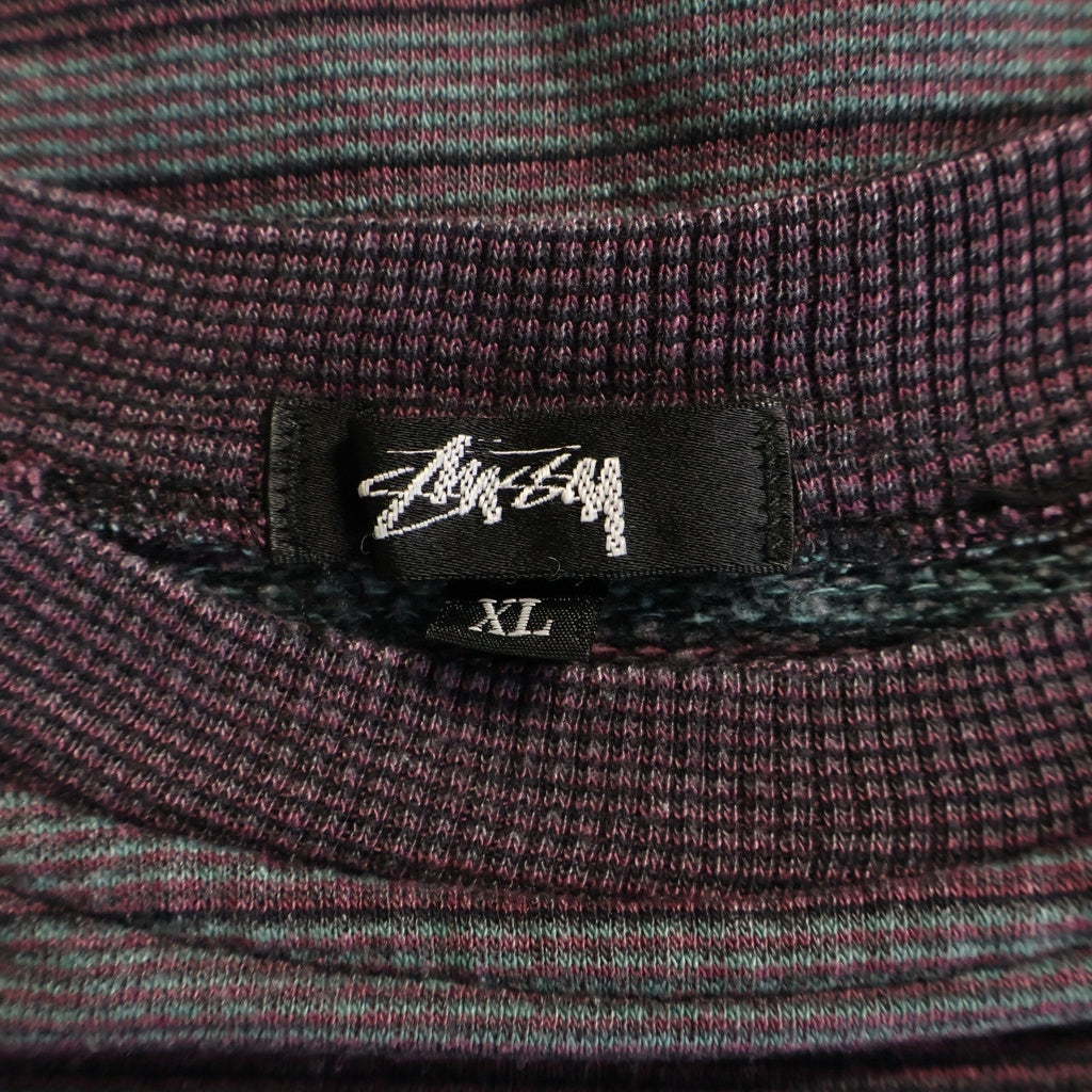 STUSSY(ステューシー) 80S VINTAGE ヴィンテージ レーヨン混 ボーダー クルーネック ロングスリーブ 長袖 ニット マルチ