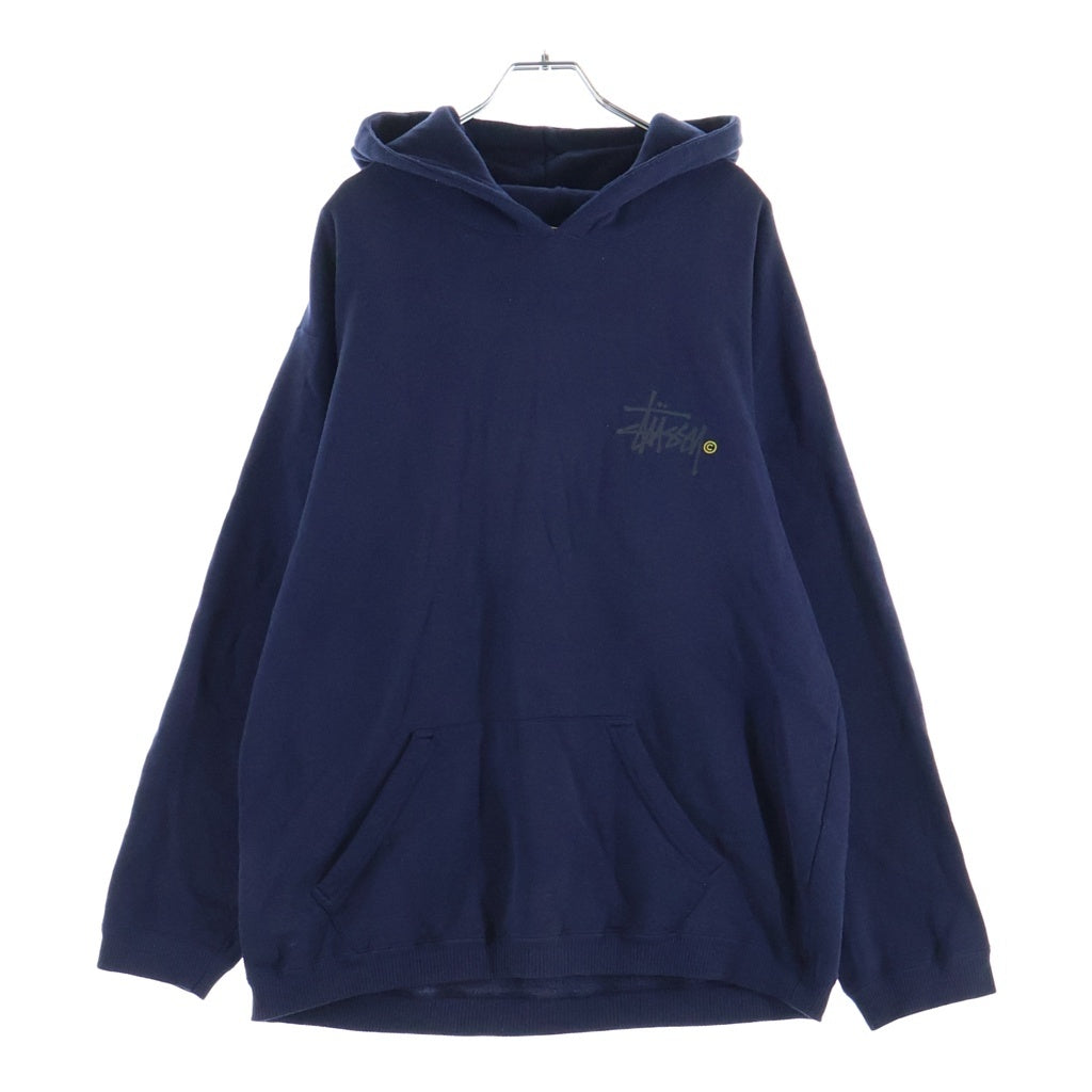 STUSSY(ステューシー) 90S VINTAGE ヴィンテージ ロゴデザイン フーデッド プルオーバー スウェット パーカー ネイビー