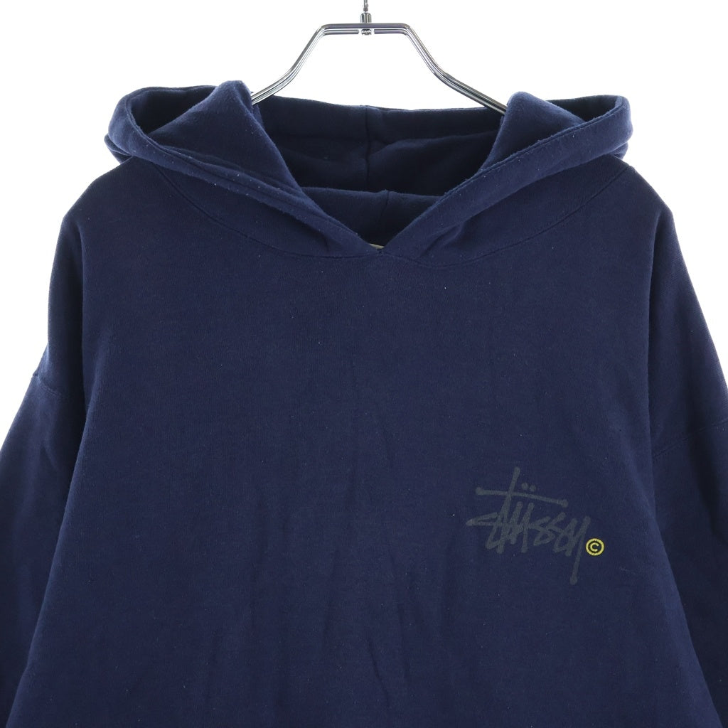 STUSSY(ステューシー) 90S VINTAGE ヴィンテージ ロゴデザイン フーデッド プルオーバー スウェット パーカー ネイビー