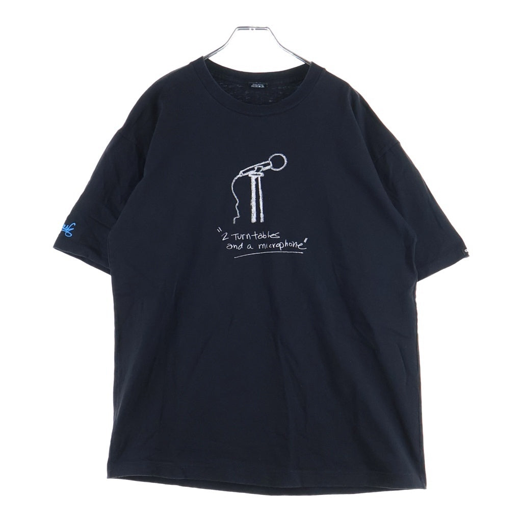 STUSSY(ステューシー) 90S VINTAGE ヴィンテージ マイクデザイン クルーネック 半袖Tシャツ カットソー ブラック
