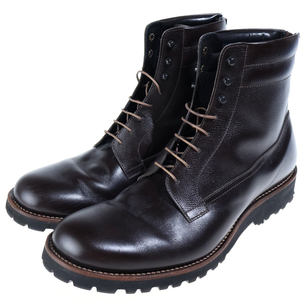 jun hashimoto(ジュンハシモト) SH02 BACK ZIP MT BOOTS バックジップ レザー ブーツ ブラウン 1112120001