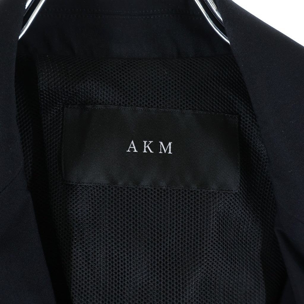 AKM(エーケーエム) ナイロンハイテンションジャージ ピークドラペル 2B テーラードジャケット スラックスパンツ ブラック セットアップスーツ POE004