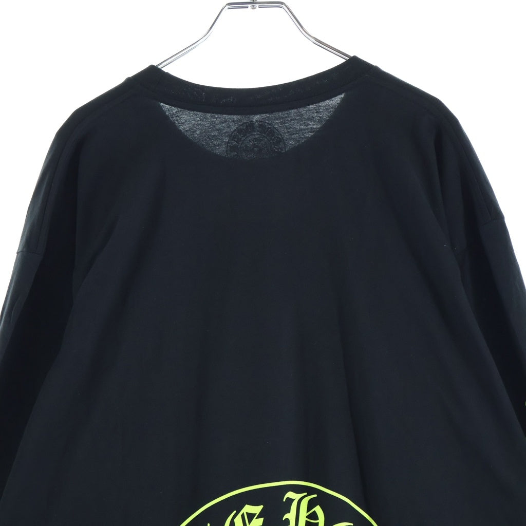 CHROME HEARTS(クロムハーツ) FLRL CRS HORSESHOE L/S 袖フローラルプリント クルーネック長袖Tシャツカットソー ブラック /イエロー