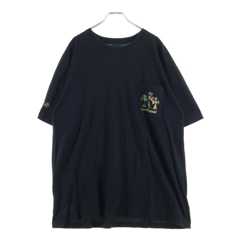 CHROME HEARTS(クロムハーツ) CAMO HORSESHOE S/S TEE バックホースシュー アームロゴ カモ柄プリント クルーネック 半袖Tシャツ カットソー ブラック