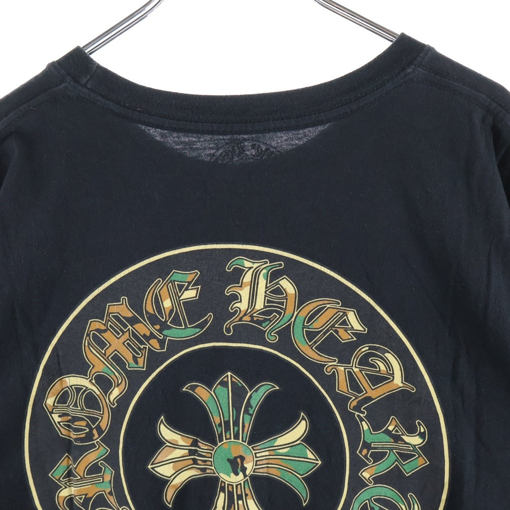 CHROME HEARTS(クロムハーツ) CAMO HORSESHOE S/S TEE バックホースシュー アームロゴ カモ柄プリント クルーネック 半袖Tシャツ カットソー ブラック
