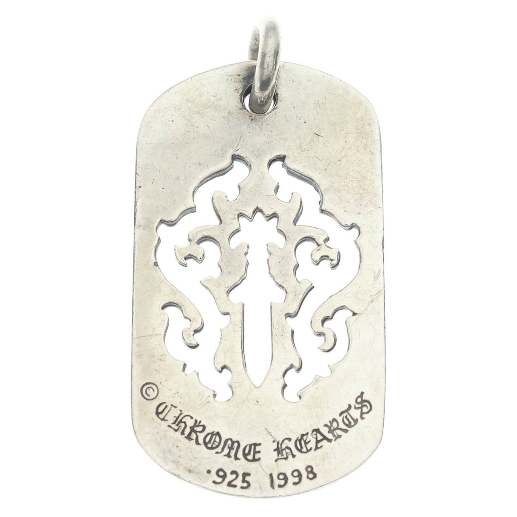 CHROME HEARTS(クロムハーツ) OLD D TAG LRG DAGGER ヴァインダガーカットアウトドッグタグ ラージ ペンダントトップ シルバー