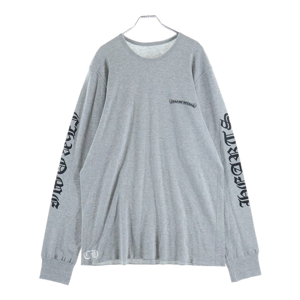 CHROME HEARTS(クロムハーツ) THERMAL L/S TEE アーム英字ロゴプリント サーマル 長袖Tシャツ ロンT ロングスリーブカットソー グレー