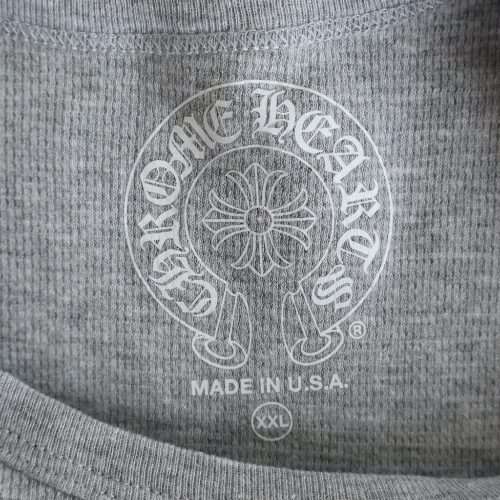 CHROME HEARTS(クロムハーツ) THERMAL L/S TEE アーム英字ロゴプリント サーマル 長袖Tシャツ ロンT ロングスリーブカットソー グレー