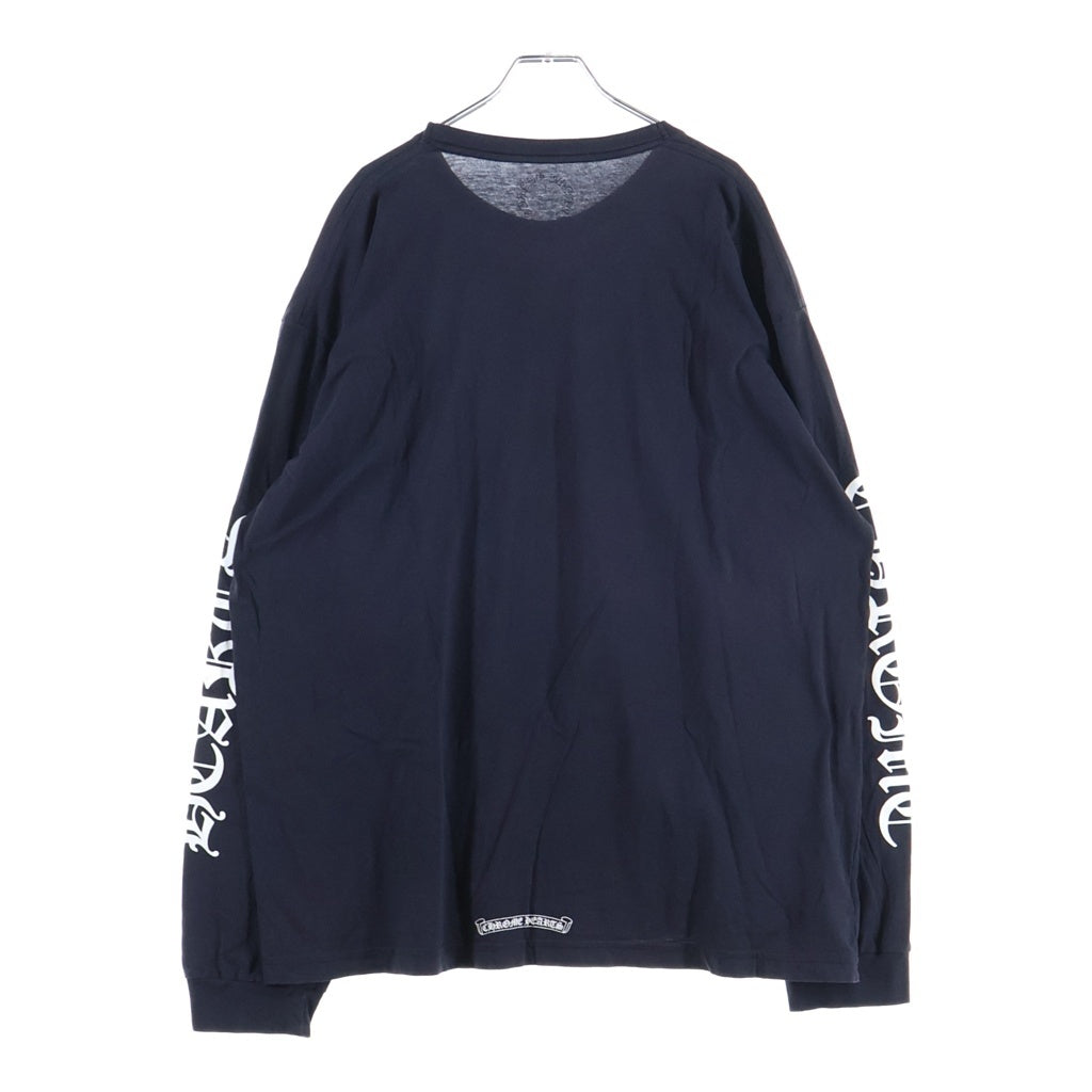 CHROME HEARTS(クロムハーツ) CH L/S ネックロゴ 袖英字プリント クルーネック カットソー 長袖Tシャツ ブラック