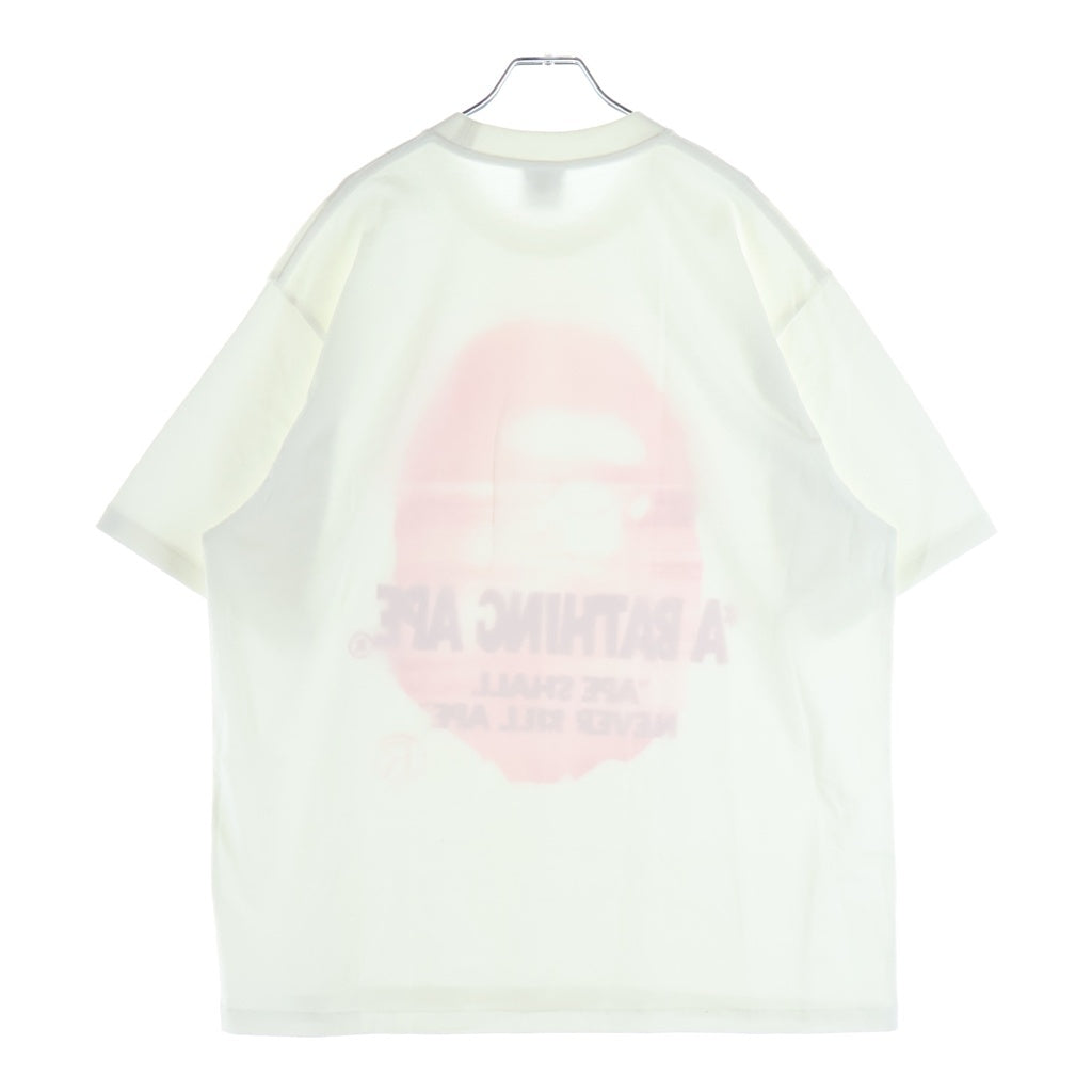 A BATHING APE(アベイシングエイプ) SPRAY APE HEAD RELAXED FIT TEE エイプヘッド スプレープリント 半袖Tシャツ カットソー ホワイト/ピンク 1M80110329