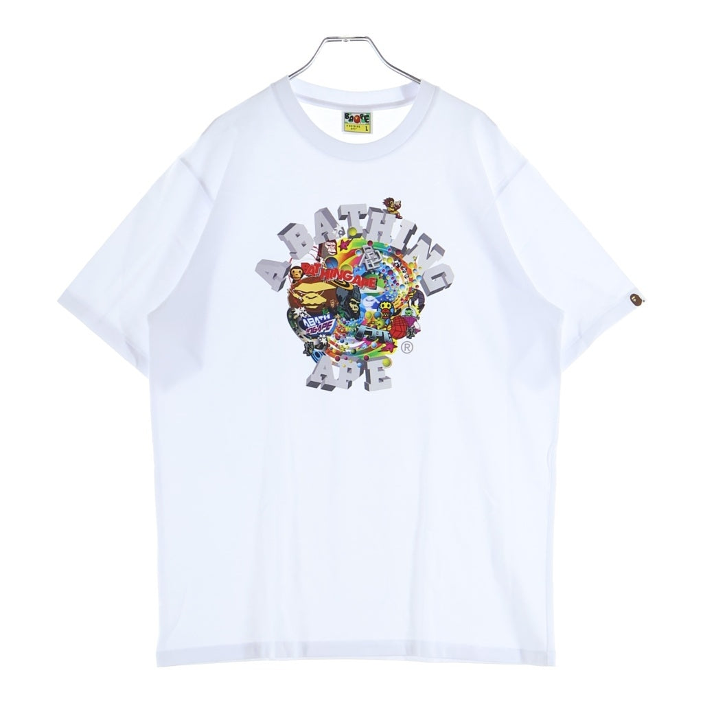 A BATHING APE(アベイシングエイプ) Colorful 3D Graphic College Tee グラフィック カレッジ ロゴプリント 半袖Tシャツ カットソー ホワイト 0ZXTEM326101R