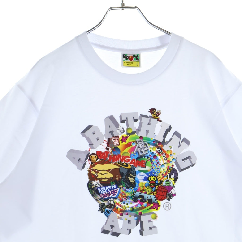 A BATHING APE(アベイシングエイプ) Colorful 3D Graphic College Tee グラフィック カレッジ ロゴプリント 半袖Tシャツ カットソー ホワイト 0ZXTEM326101R