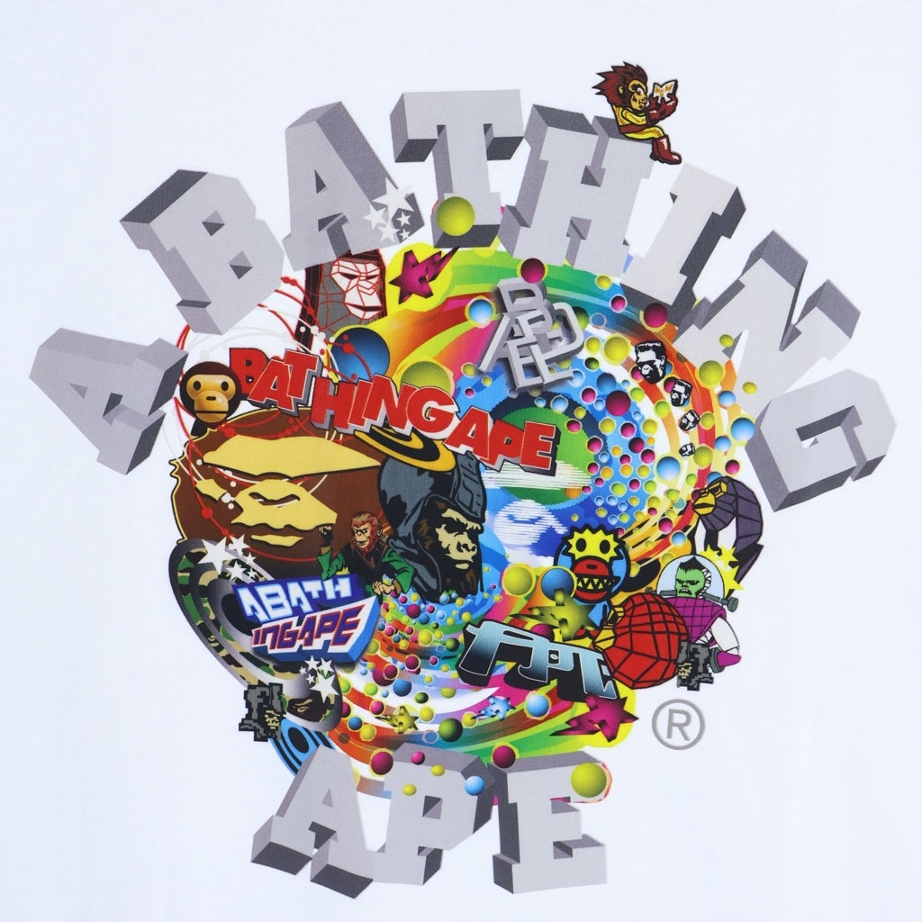 A BATHING APE(アベイシングエイプ) Colorful 3D Graphic College Tee グラフィック カレッジ ロゴプリント 半袖Tシャツ カットソー ホワイト 0ZXTEM326101R