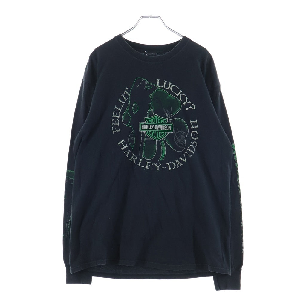 HARLEY DAVIDSON(ハーレーダビッドソン) 90S VINTAGE ヴィンテージ クローバー プリント 長袖Tシャツ カットソー ブラック