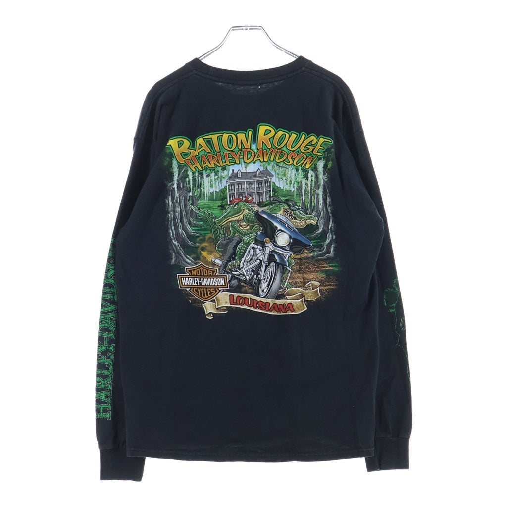 HARLEY DAVIDSON(ハーレーダビッドソン) 90S VINTAGE ヴィンテージ クローバー プリント 長袖Tシャツ カットソー ブラック