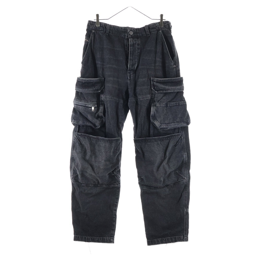 DIESEL(ディーゼル) D-FISH-S ワイド カーゴ デニムパンツ ブラック A11419