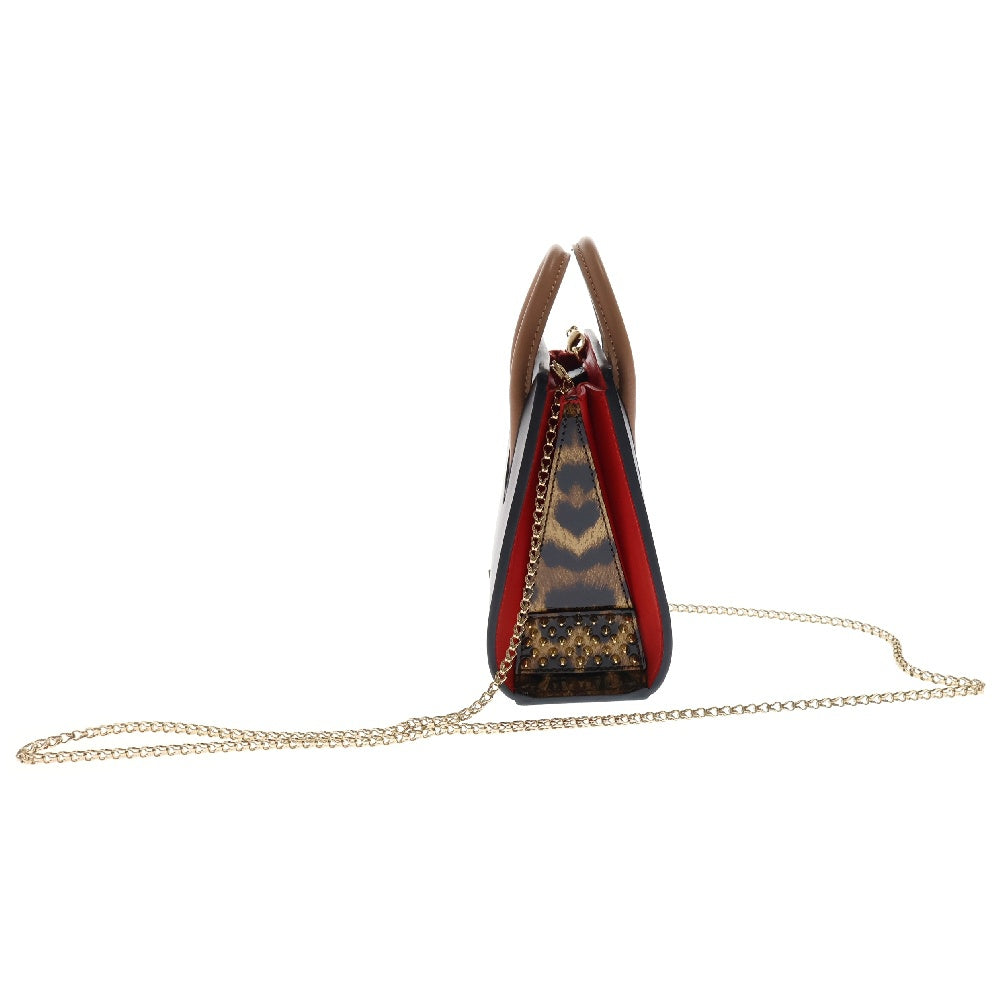 CHRISTIAN LOUBOUTIN(クリスチャンルブタン) パロマ ナノ 2wayハンドバッグ ショルダーバッグ ブラック×レッド レザー 1165177 スタッズ