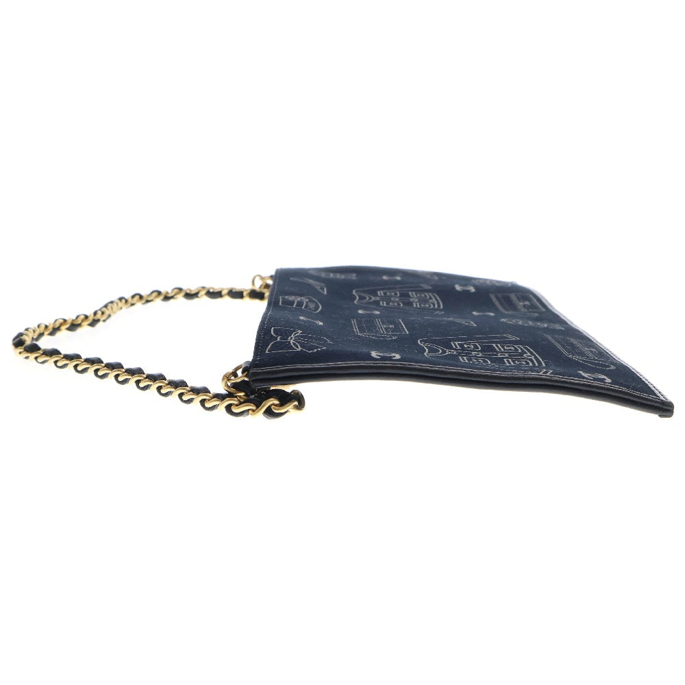 CHANEL(シャネル) アイコンライン チェーン ハンドバッグ ネイビー キャンバス ショルダーポーチ ミニバッグ ココマーク ゴールド金具 シール有