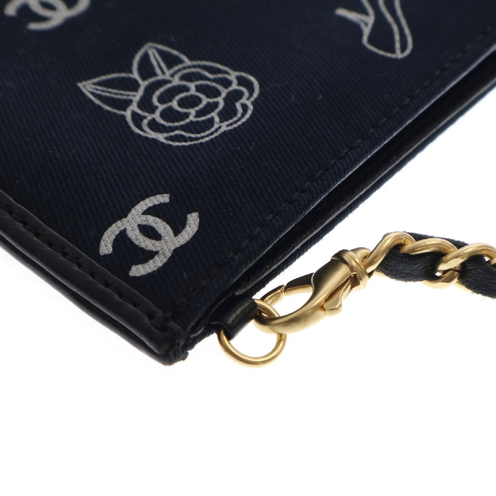 CHANEL(シャネル) アイコンライン チェーン ハンドバッグ ネイビー キャンバス ショルダーポーチ ミニバッグ ココマーク ゴールド金具 シール有