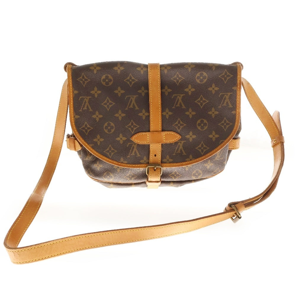 LOUIS VUITTON(ルイヴィトン) モノグラム ソミュール30 レザー ショルダーバッグ ブラウン レディース M42256