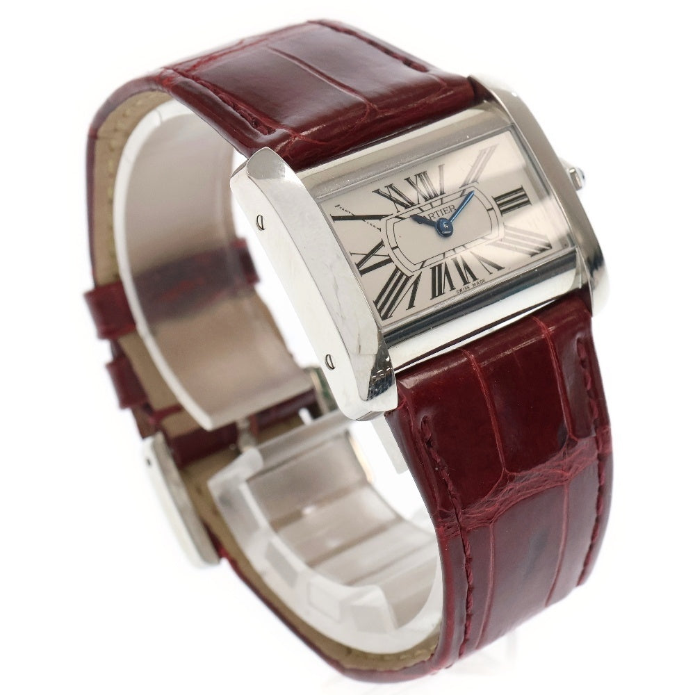 Cartier(カルティエ) ミニタンクディヴァン アイボリー文字盤 ステンレス SS×革/QZ クォーツ 電池式 W6300255 腕時計 レディース