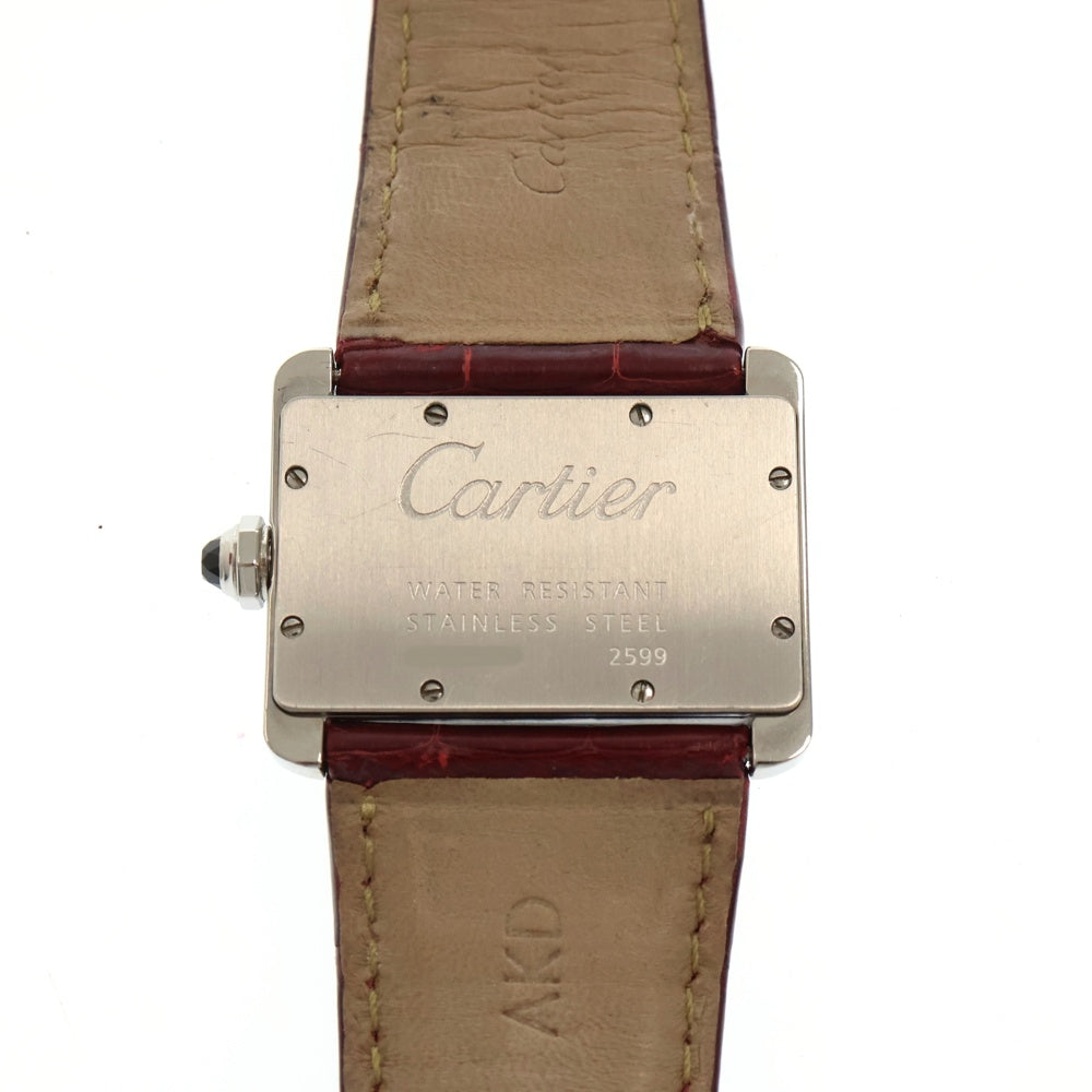 Cartier(カルティエ) ミニタンクディヴァン アイボリー文字盤 ステンレス SS×革/QZ クォーツ 電池式 W6300255 腕時計 レディース