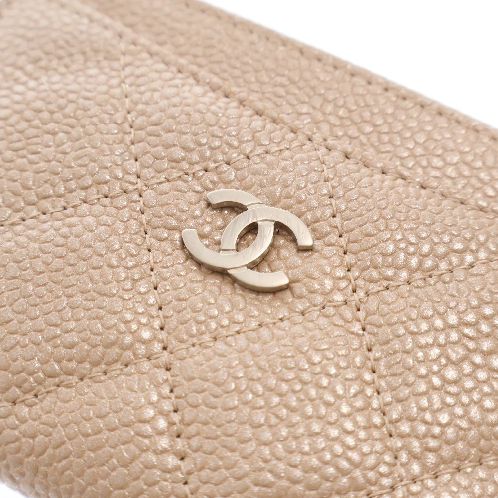 CHANEL(シャネル) ココマーク マトラッセ キャビアスキン カードケース パスケース ベージュ レディース