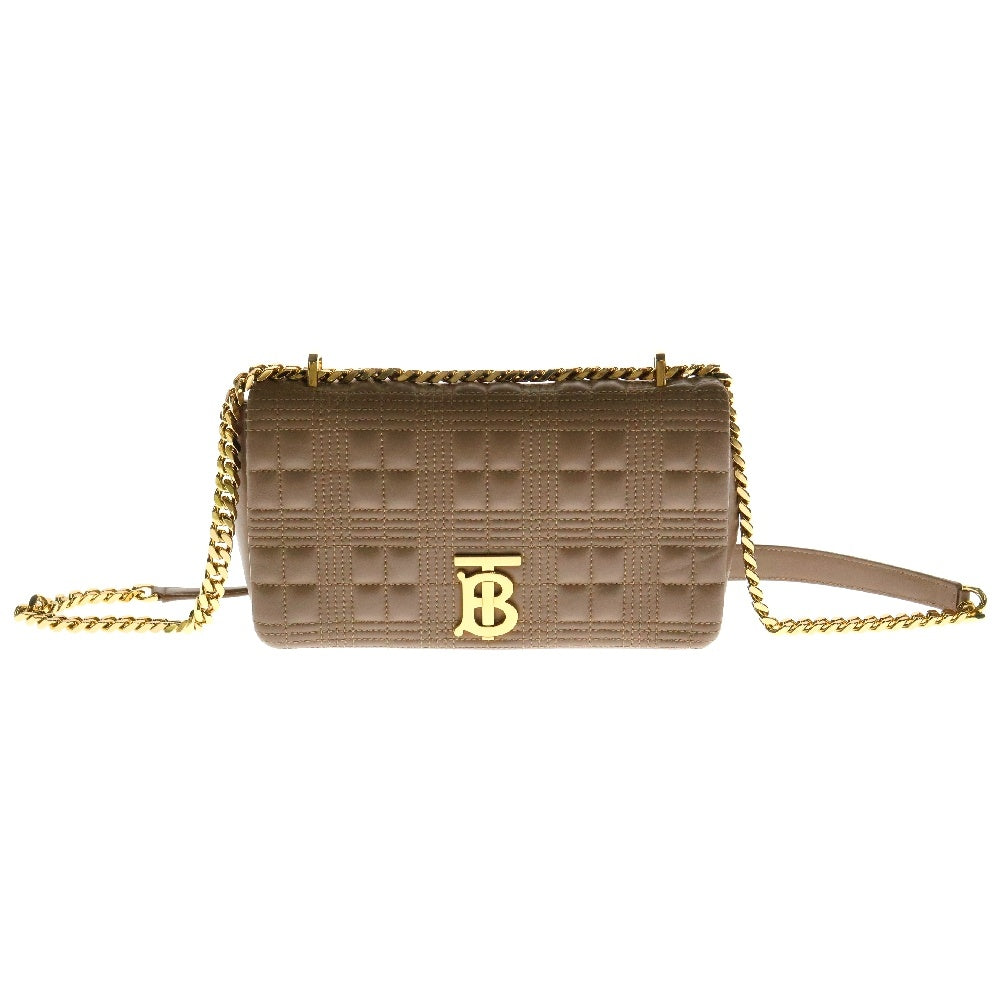 BURBERRY(バーバリー) TBロゴ チェーン ショルダーバッグ ベージュ レザー ゴールド金具