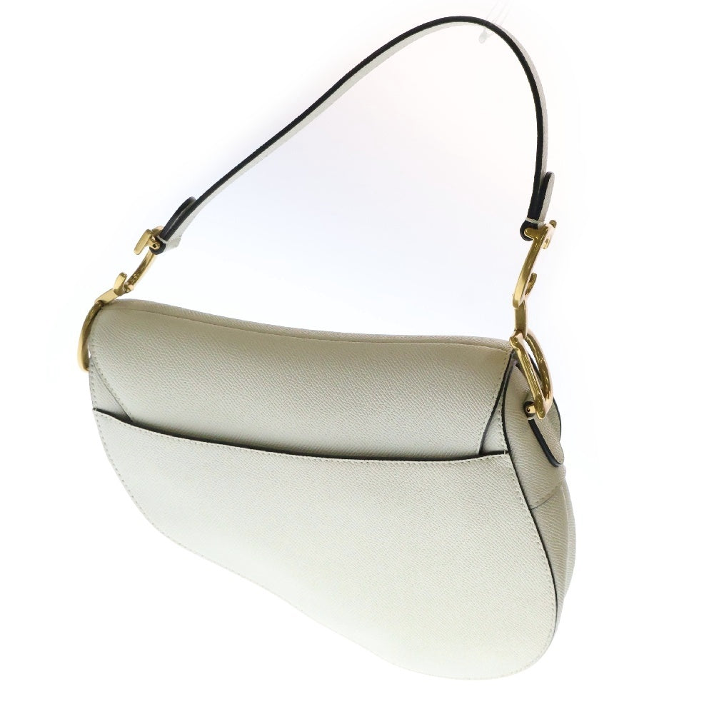 Christian Dior(クリスチャンディオール) グレインドカーフスキン Saddle バッグ レザーショルダーバッグ ホワイト M0455CBAA