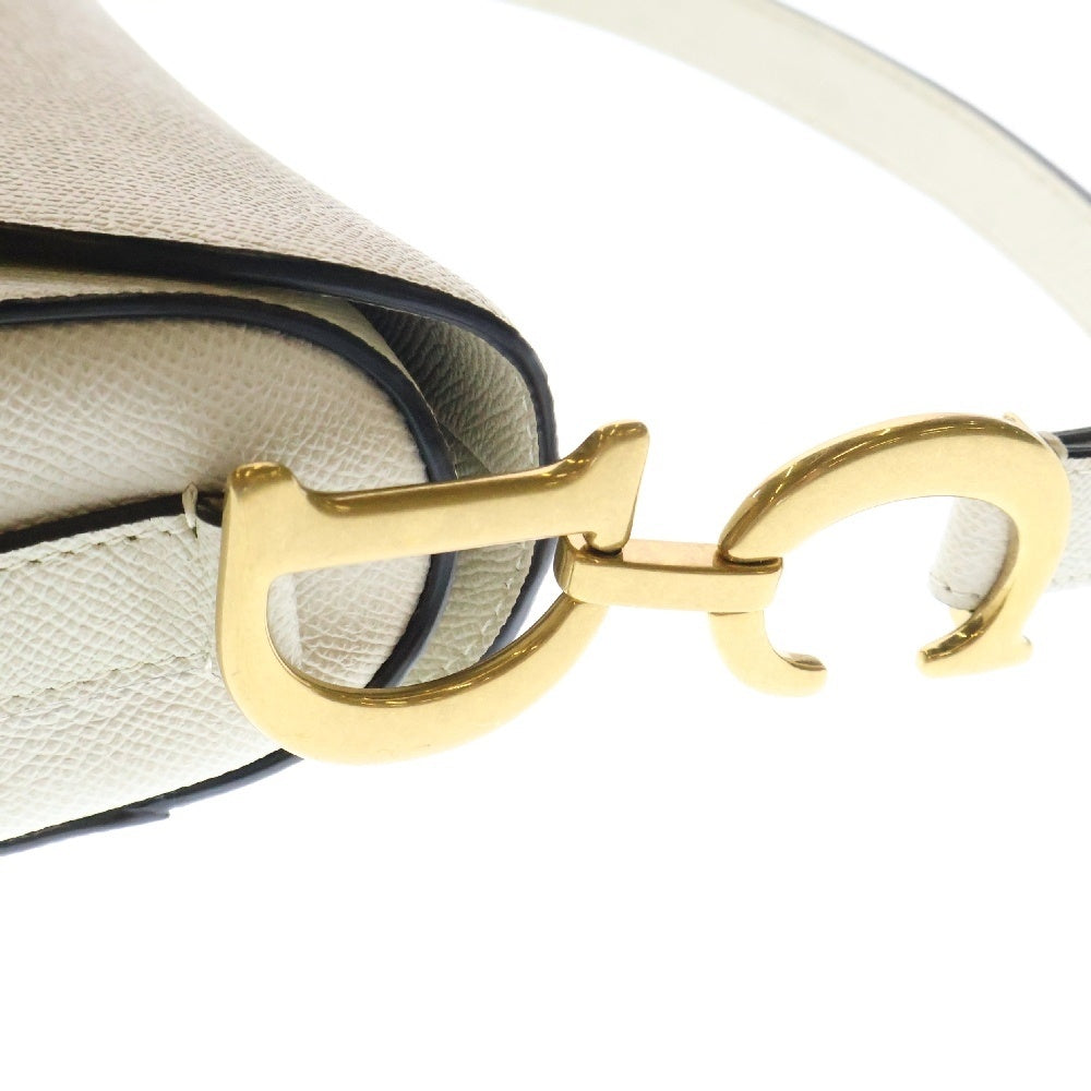 Christian Dior(クリスチャンディオール) グレインドカーフスキン Saddle バッグ レザーショルダーバッグ ホワイト M0455CBAA