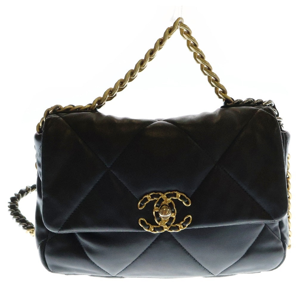 CHANEL(シャネル) シャネル19 チェーン ショルダーバッグ ブラック ラムスキン ゴールド×シルバー金具 ランダムシリアル