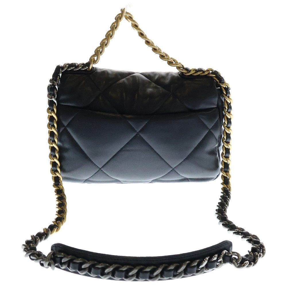 CHANEL(シャネル) シャネル19 チェーン ショルダーバッグ ブラック ラムスキン ゴールド×シルバー金具 ランダムシリアル