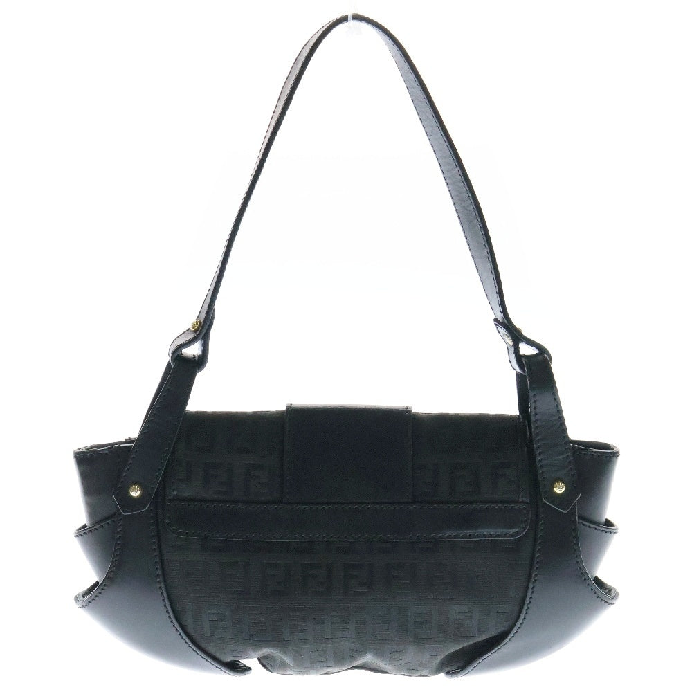 FENDI(フェンディ) ズッキーノ ハンドバッグ 黒 レザー×キャンバス ゴールド金具