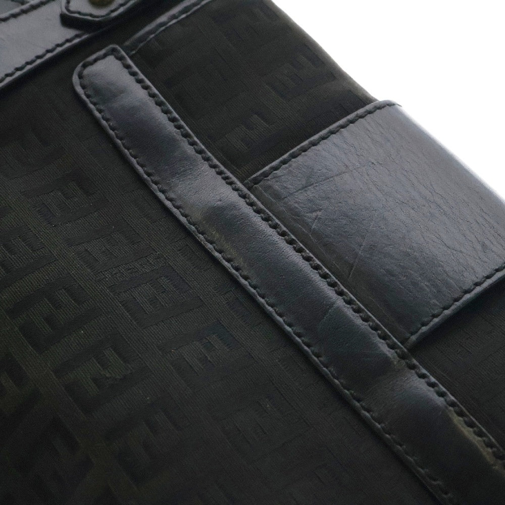 FENDI(フェンディ) ズッキーノ ハンドバッグ 黒 レザー×キャンバス ゴールド金具