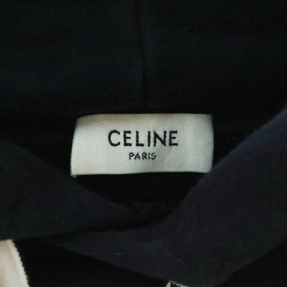 CELINE(セリーヌ) 21AW Loose Sweatshirt In Cotton Fleece ドローコード フーディー スウェット プルオーバーパーカー ブラック 2Y468670Q