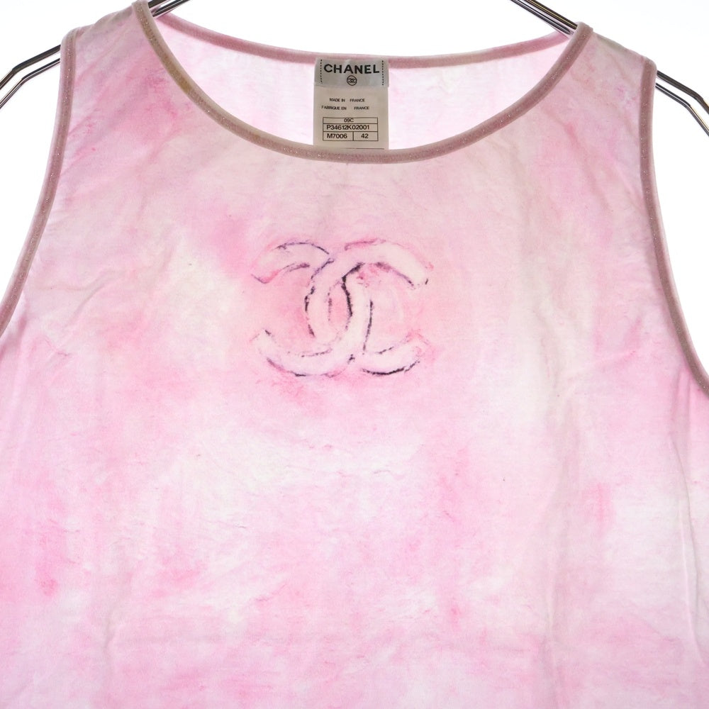 CHANEL(シャネル) ココマーク タンクトップ タイダイ柄 ピンク コットン P34612