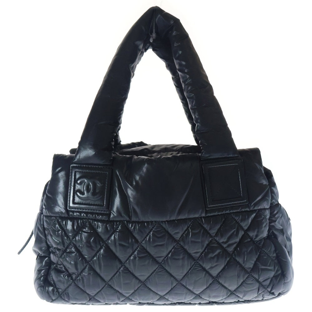 CHANEL(シャネル) マトラッセ コココクーンPM トートバッグ ハンドバッグ ブラック ナイロン×レザー A48619