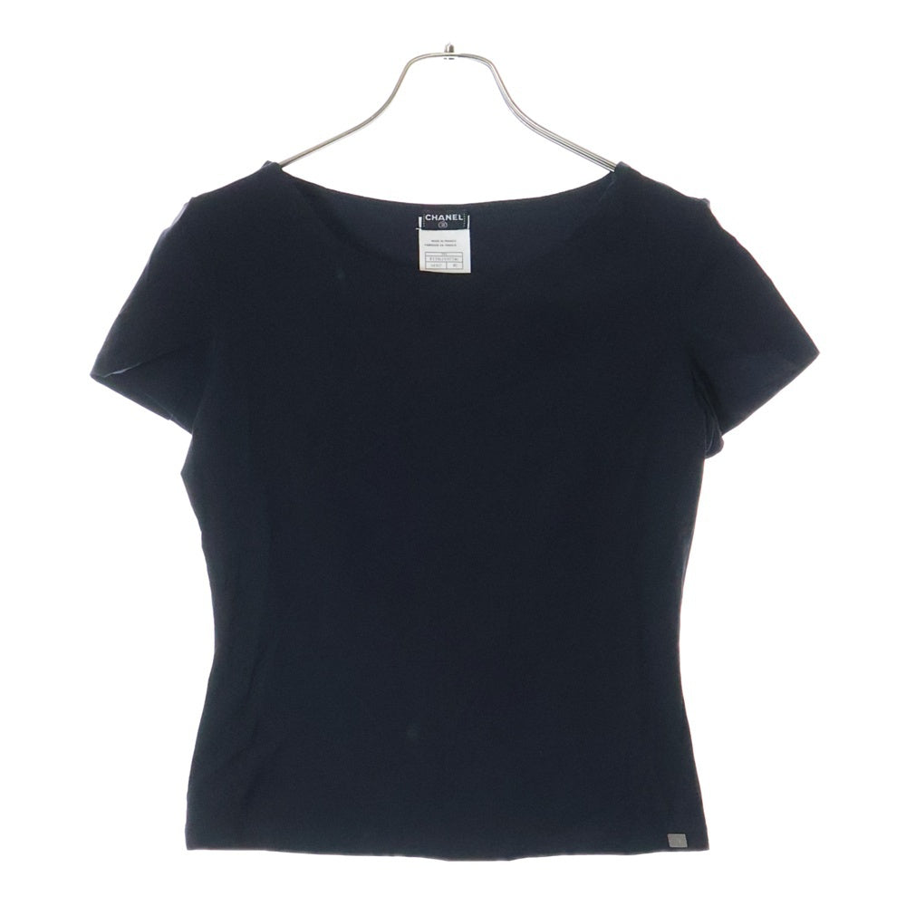 CHANEL(シャネル) 99SS 裾ロゴプレート ナイロン 半袖Tシャツ カットソー ブラック レディース P13561V07746