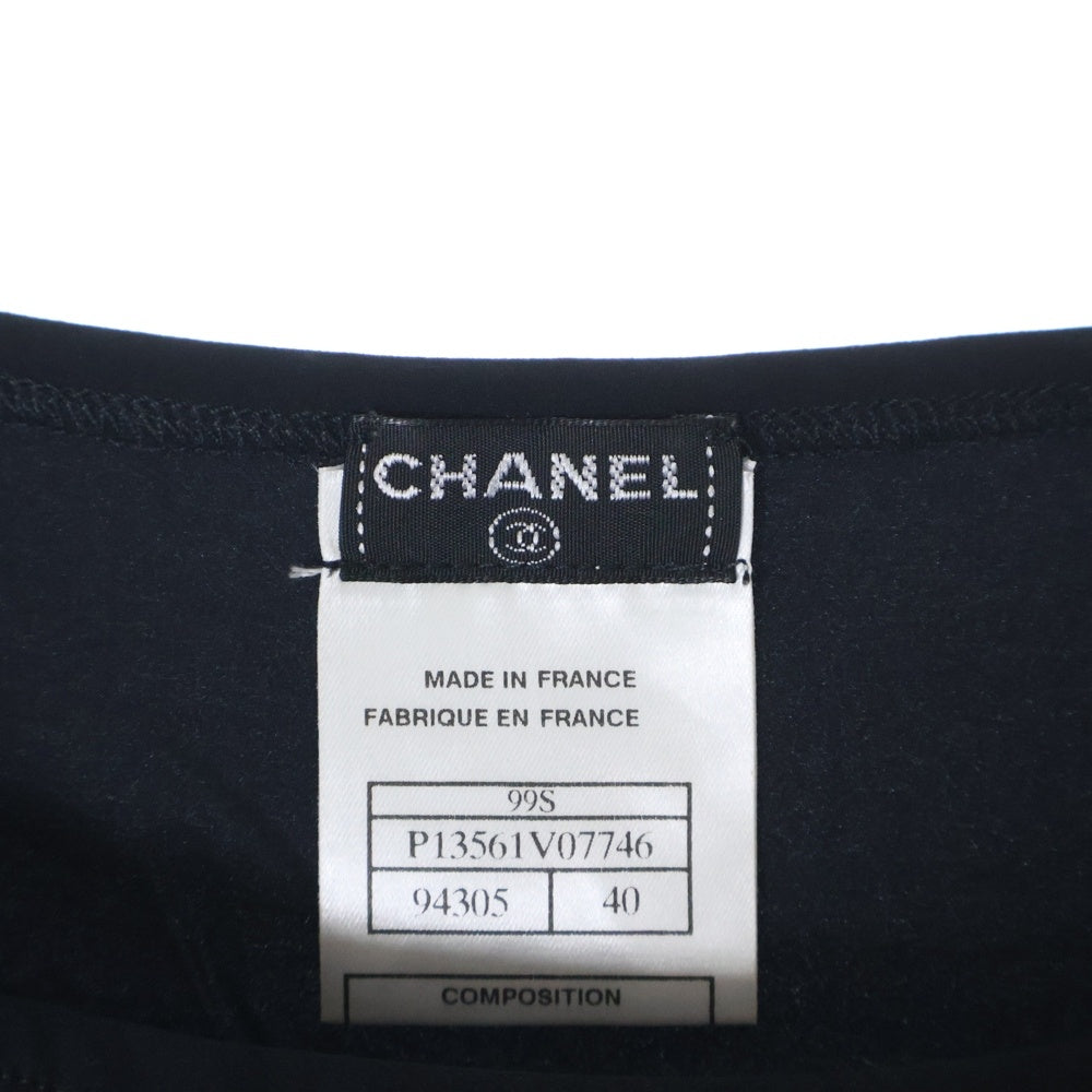 CHANEL(シャネル) 99SS 裾ロゴプレート ナイロン 半袖Tシャツ カットソー ブラック レディース P13561V07746