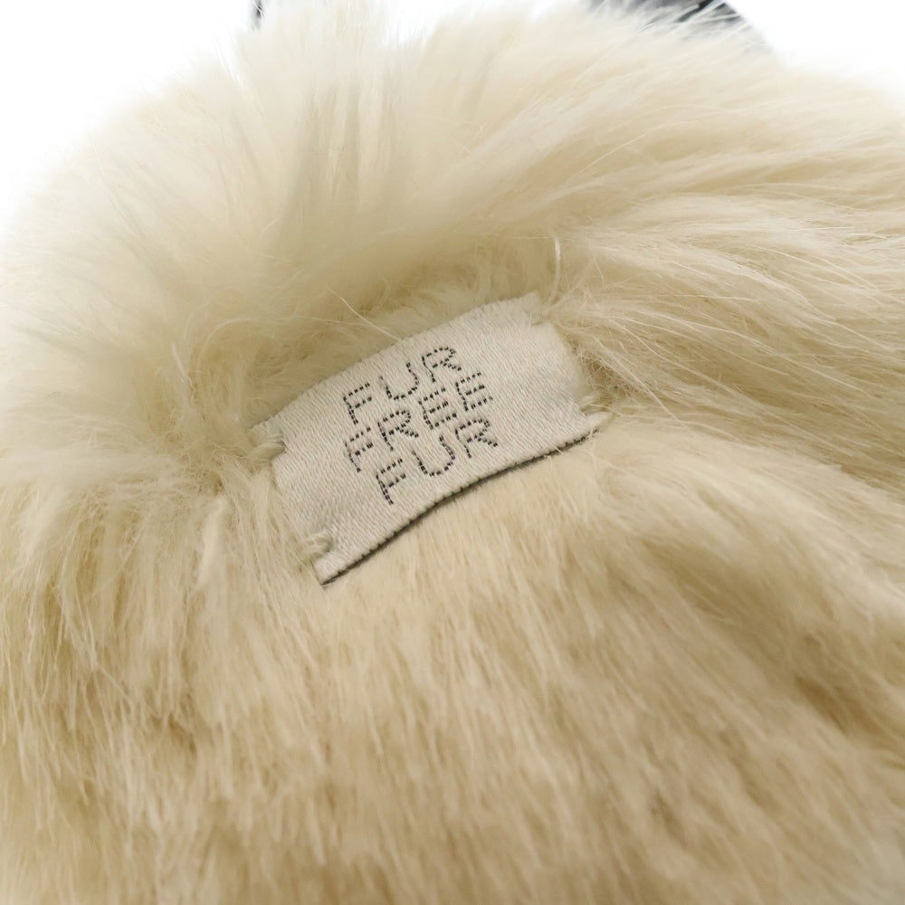 STELLA McCARTNEY(ステラマッカートニー) バッグチャーム キャット ファー ホワイト×ブラック キーホルダー