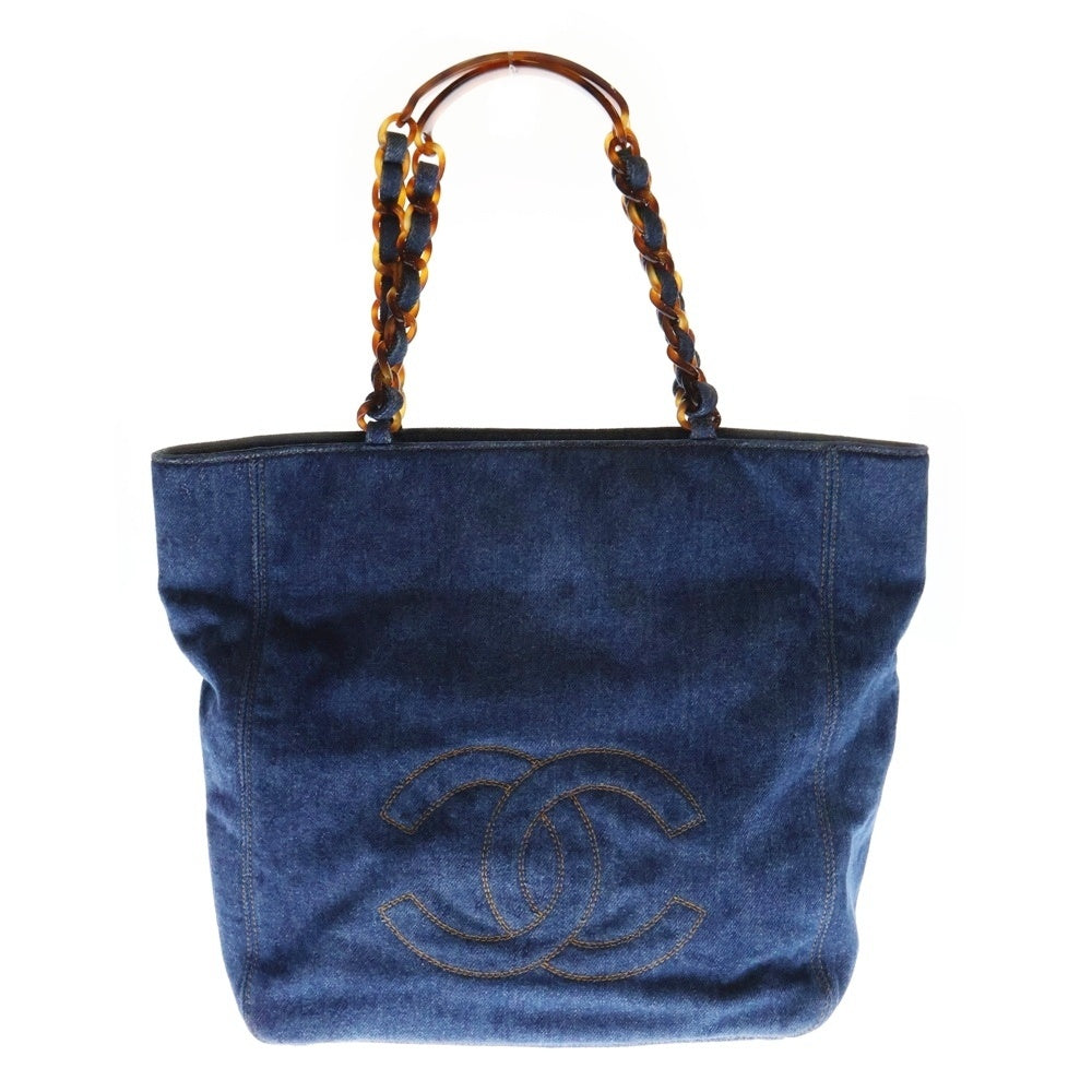 CHANEL(シャネル) ココマーク プラチェーン トートバッグ インディゴブルー デニム
