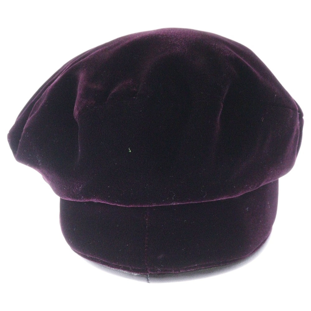 HERMES(エルメス) レーヨン シルク ベロア ベルベット レザー ベレー帽 帽子 ボルドー レディース