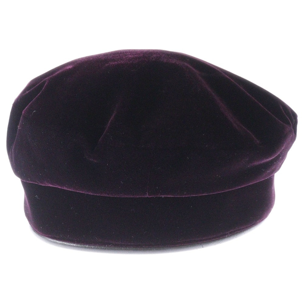 HERMES(エルメス) レーヨン シルク ベロア ベルベット レザー ベレー帽 帽子 ボルドー レディース