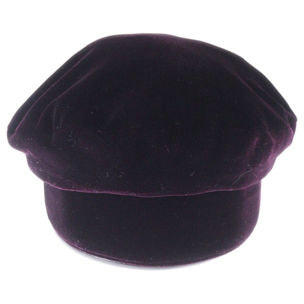 HERMES(エルメス) レーヨン シルク ベロア ベルベット レザー ベレー帽 帽子 ボルドー レディース